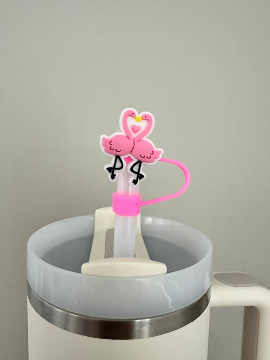 Pink Flamingo Twins Straw Topper