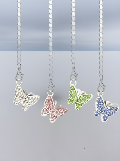 Butterfly Charms Silver Plated with Colored Crystals - Tumbler Handle Charms