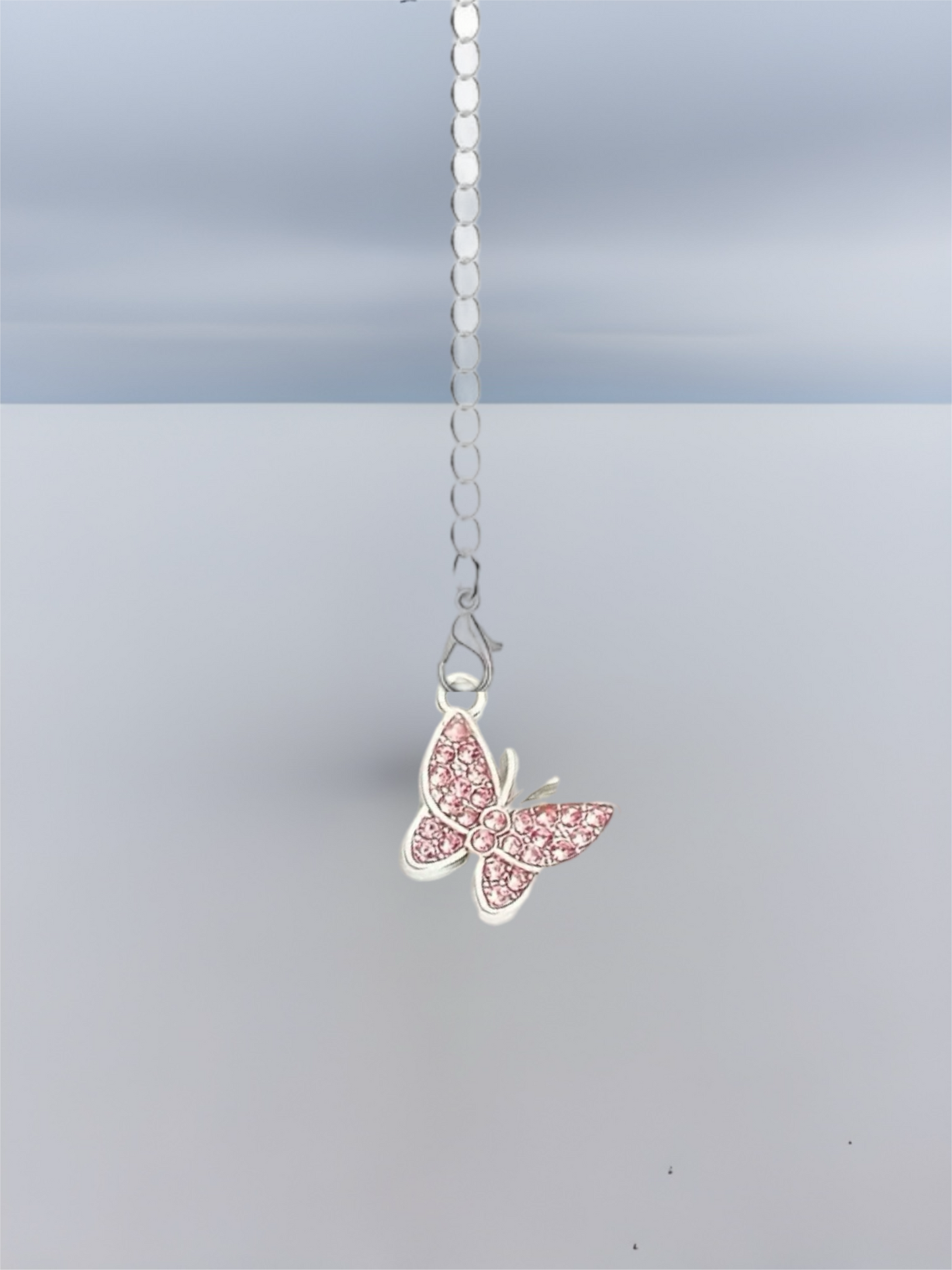 Butterfly Charms Silver Plated with Colored Crystals - Tumbler Handle Charms