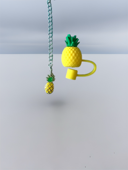 Pineapple 2 Piece Set - Straw Topper & Tumbler Handle Charm