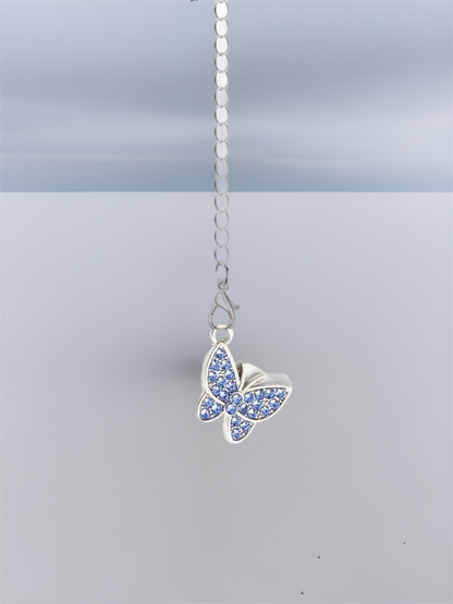 Butterfly Charms Silver Plated with Colored Crystals - Tumbler Handle Charms